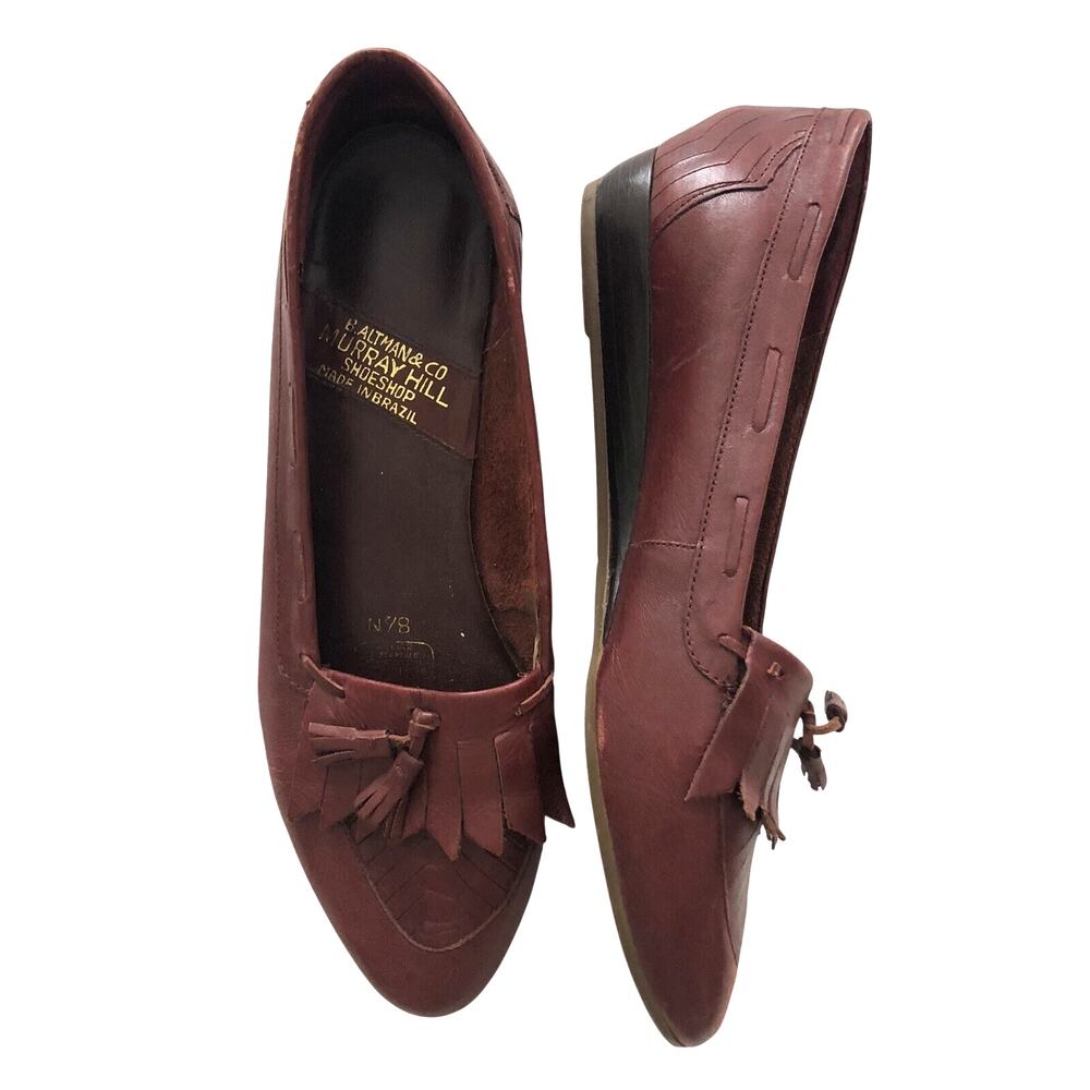 Vintage Brown Leather Loafers B Altman & Co 8.5 N Narrow with Ipanema Sole